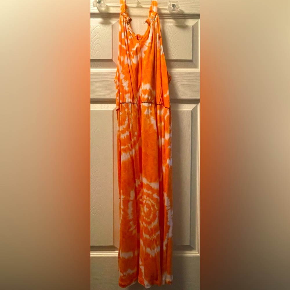 Beautiful orange tie dye jeweled dress